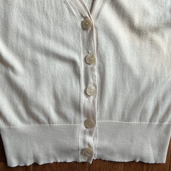 Loft Short Sleeved Button Cardigan, Cream Size MP - Picture 5 of 7